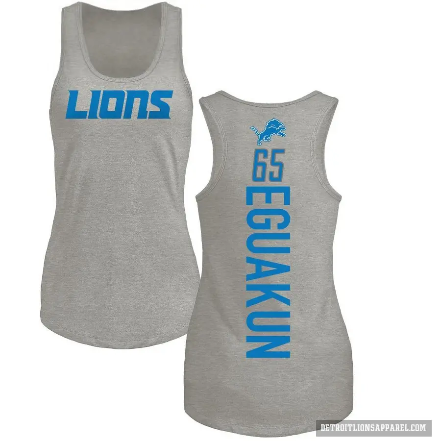 Women's ＃65 Kingsley Eguakun Detroit Lions Ash Backer Tank Top