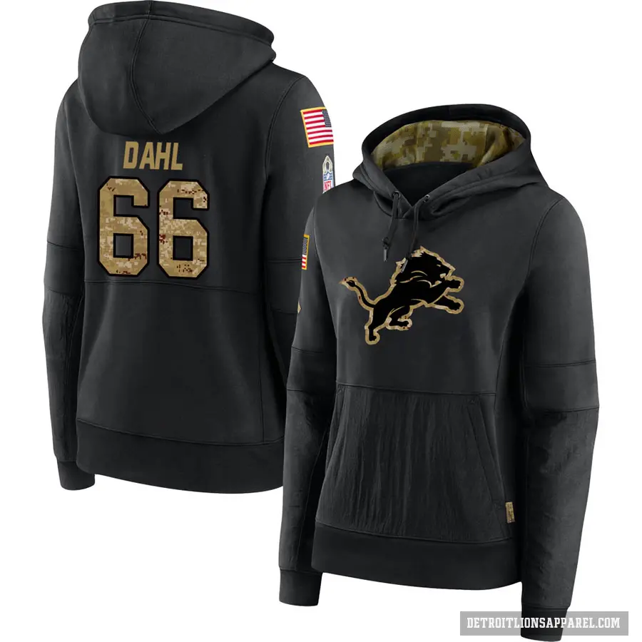 Women's ＃66 Joe Dahl Detroit Lions Black 2020 Salute to Service Sideline Performance Pullover Hoodie