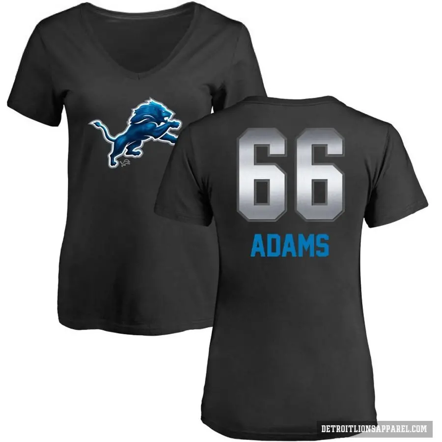 Women's ＃66 Myles Adams Detroit Lions Black Midnight Mascot T-Shirt