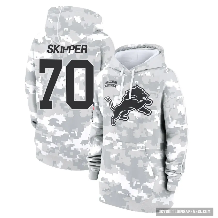 Women's ＃70 Dan Skipper Detroit Lions Arctic Camo 2024 Salute to Service Club Fleece Pullover Hoodie