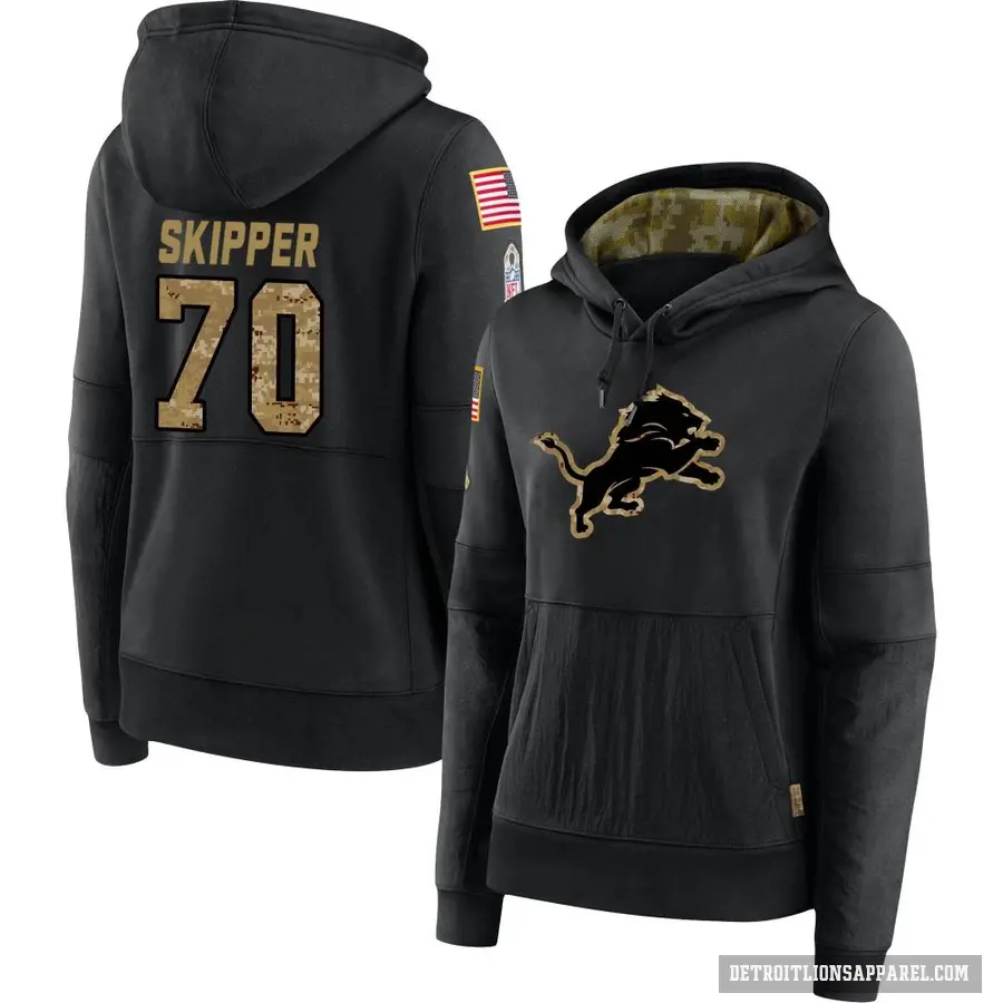 Women's ＃70 Dan Skipper Detroit Lions Black 2020 Salute to Service Sideline Performance Pullover Hoodie