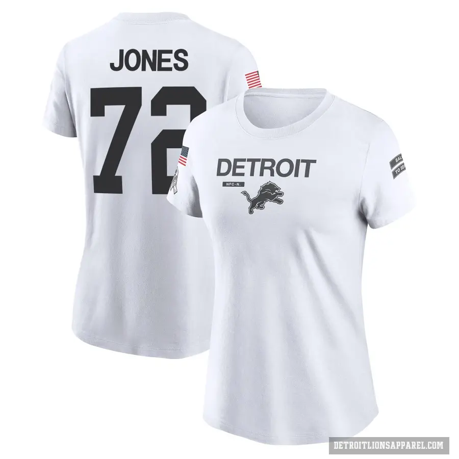 Women's ＃72 Jamarco Jones Detroit Lions White 2024 Salute to Service Performance T-Shirt