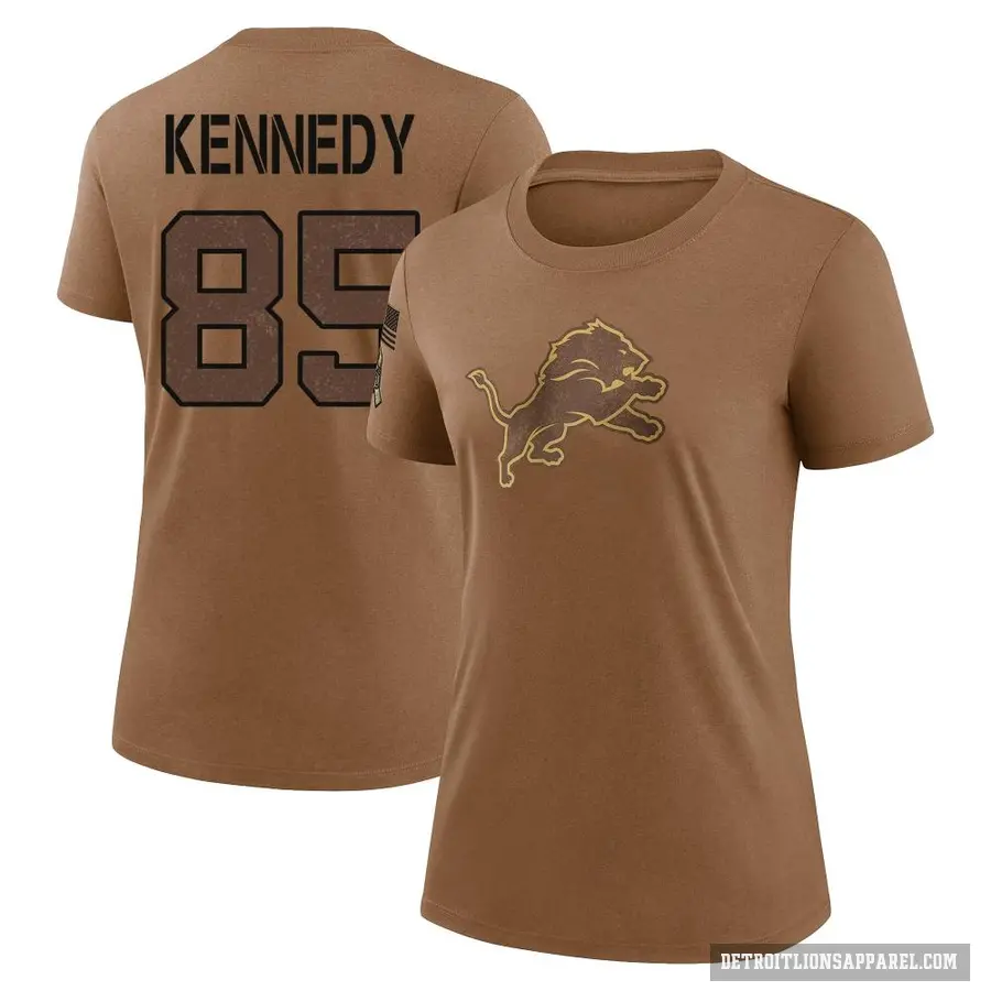Women's ＃85 Tom Kennedy Detroit Lions Brown 2023 Salute To Service Performance T-Shirt