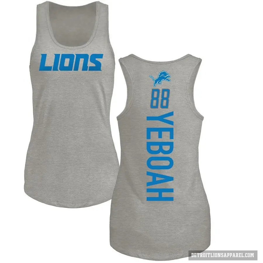 Women's ＃88 Kenny Yeboah Detroit Lions Ash Backer Tank Top