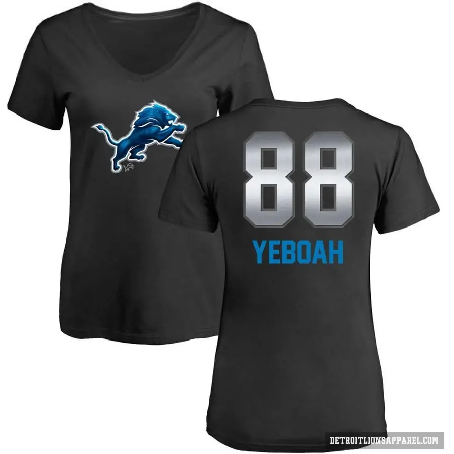 Women's ＃88 Kenny Yeboah Detroit Lions Black Midnight Mascot T-Shirt
