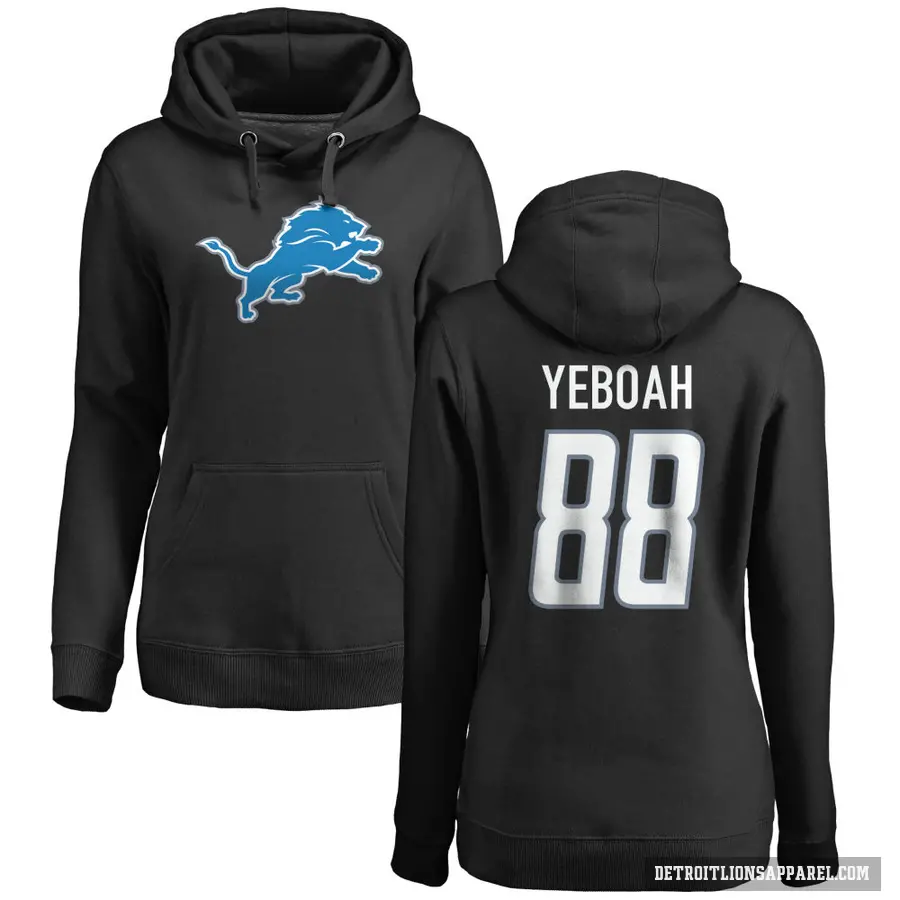 Women's ＃88 Kenny Yeboah Detroit Lions Black Pro Line Logo Pullover Hoodie