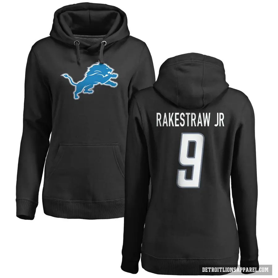 Women's ＃9 Ennis Rakestraw Jr. Detroit Lions Black Pro Line Logo Pullover Hoodie