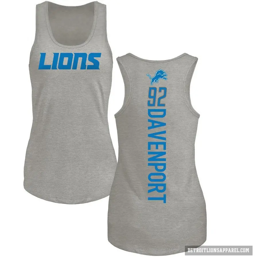 Women's ＃92 Marcus Davenport Detroit Lions Ash Backer Tank Top