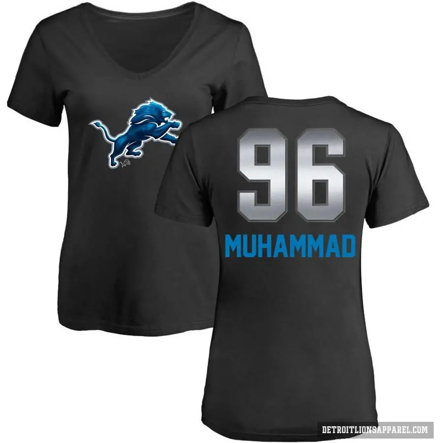 Women's ＃96 Al-Quadin Muhammad Detroit Lions Black Midnight Mascot T-Shirt