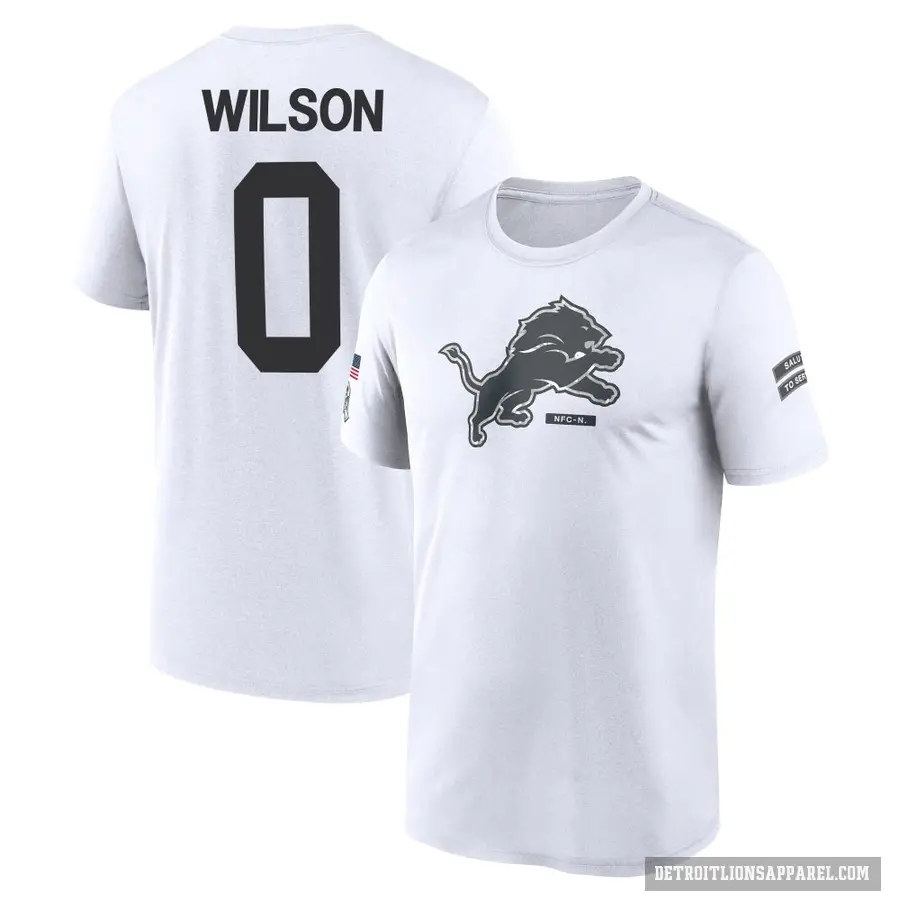 Youth ＃0 Divaad Wilson Detroit Lions White 2024 Salute to Service Performance T-Shirt