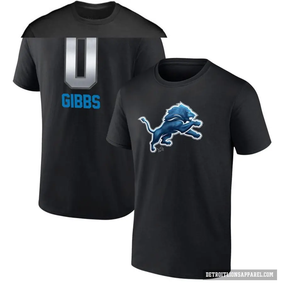 Youth ＃0 Jahmyr Gibbs Detroit Lions Black Midnight Mascot T-Shirt