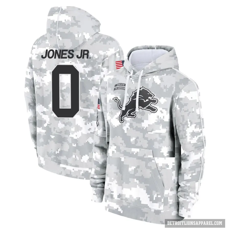 Youth ＃0 Marvin Jones Jr. Detroit Lions Arctic Camo 2024 Salute to Service Club Fleece Pullover Hoodie