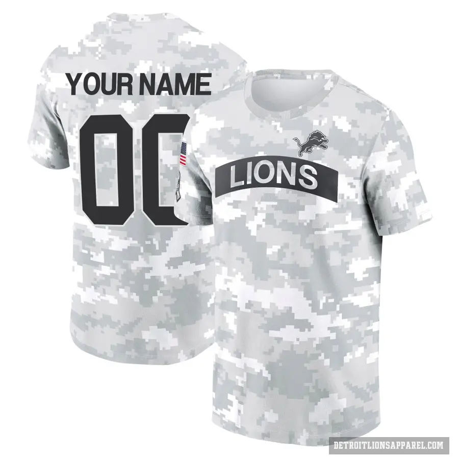 Youth ＃00 Custom Detroit Lions Camo Arctic 2024 Salute to Service Performance T-Shirt
