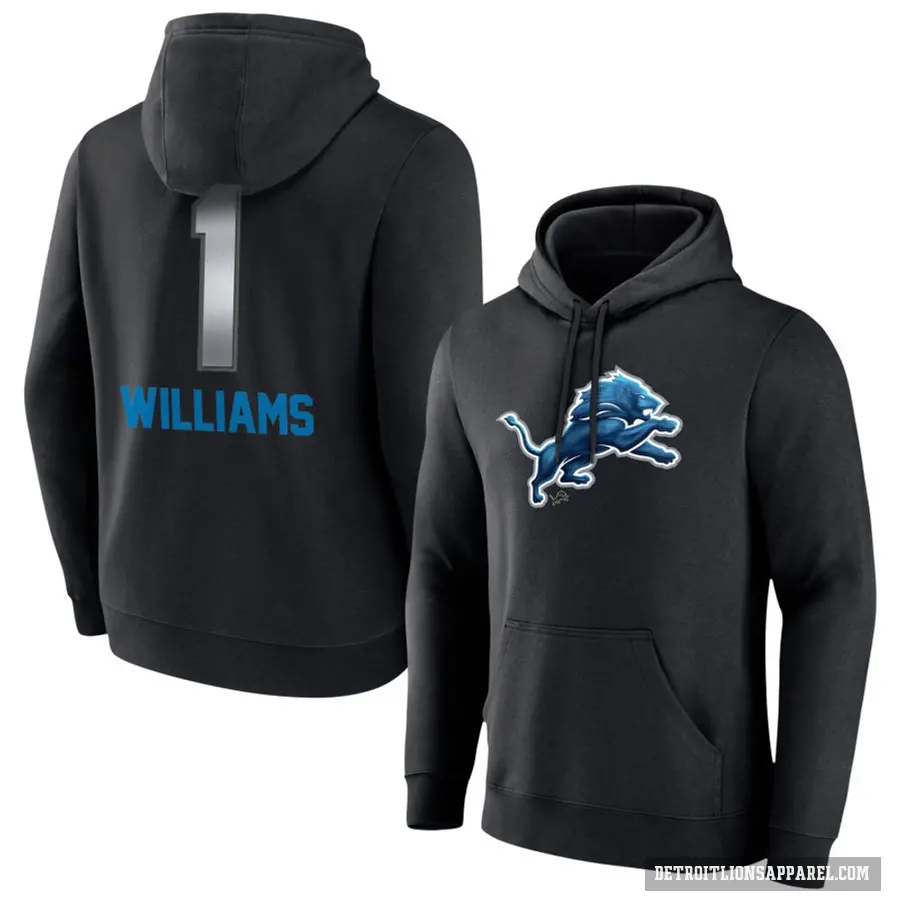 Youth ＃1 Jameson Williams Detroit Lions Black Midnight Mascot Pullover Hoodie