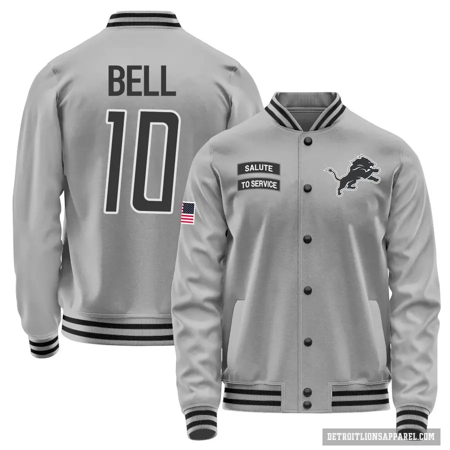 Youth ＃10 Ronnie Bell Detroit Lions Gray Salute to Service Performance Jacket