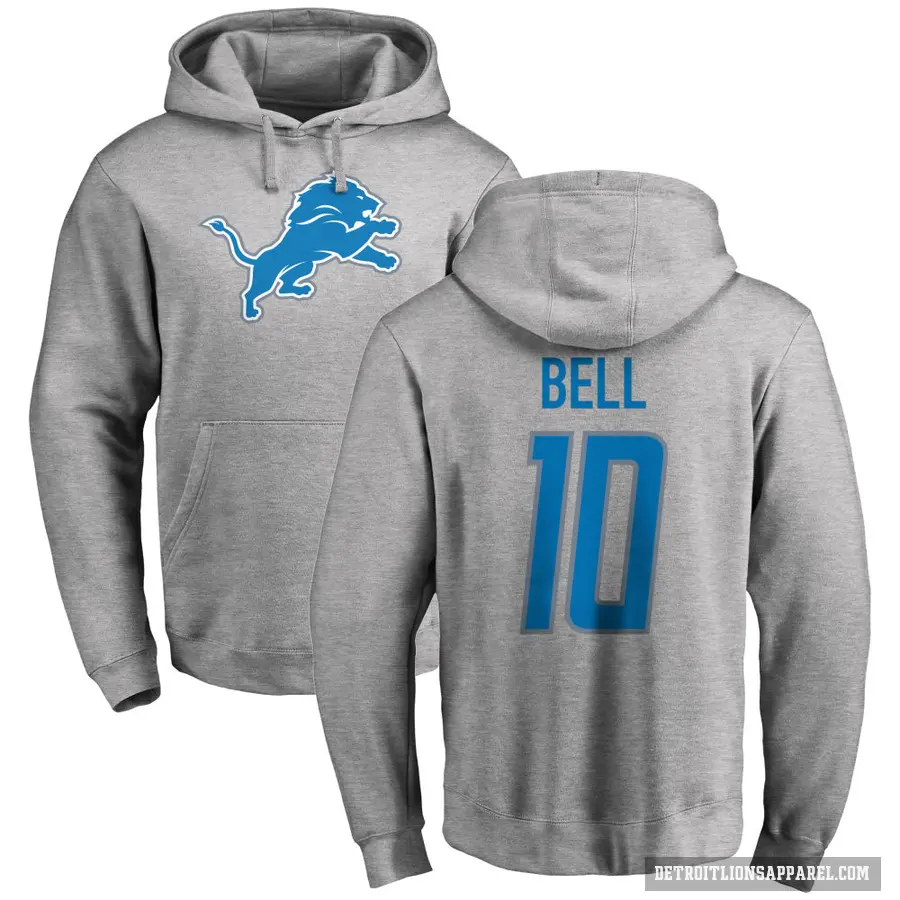 Youth ＃10 Ronnie Bell Detroit Lions Pro Line Ash Name & Number Logo Pullover Hoodie