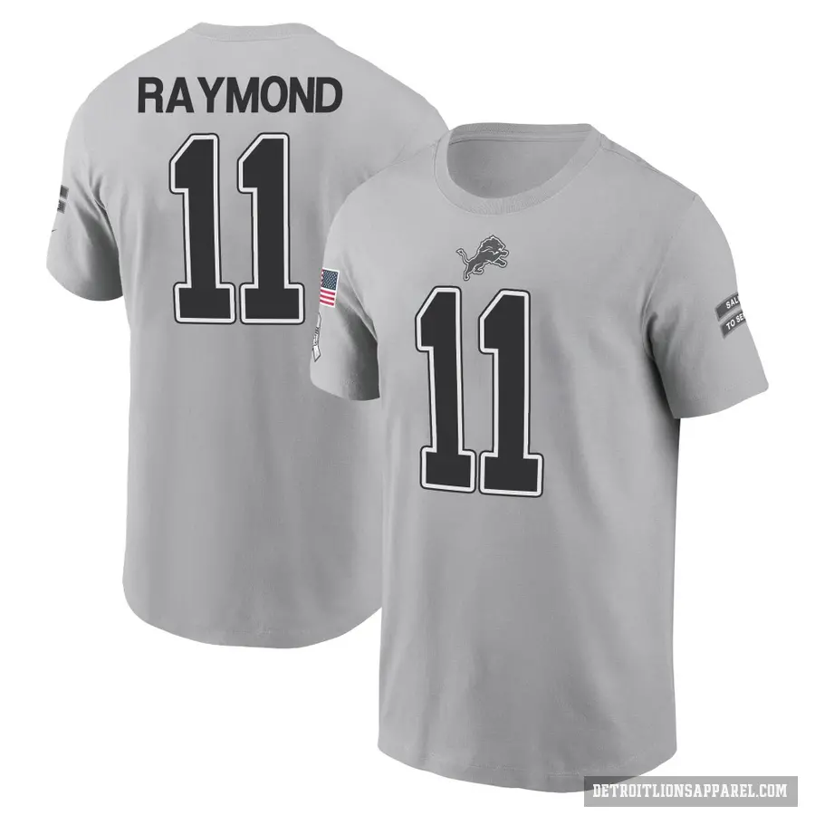 Youth ＃11 Kalif Raymond Detroit Lions Gray 2024 Salute to Service T-Shirt