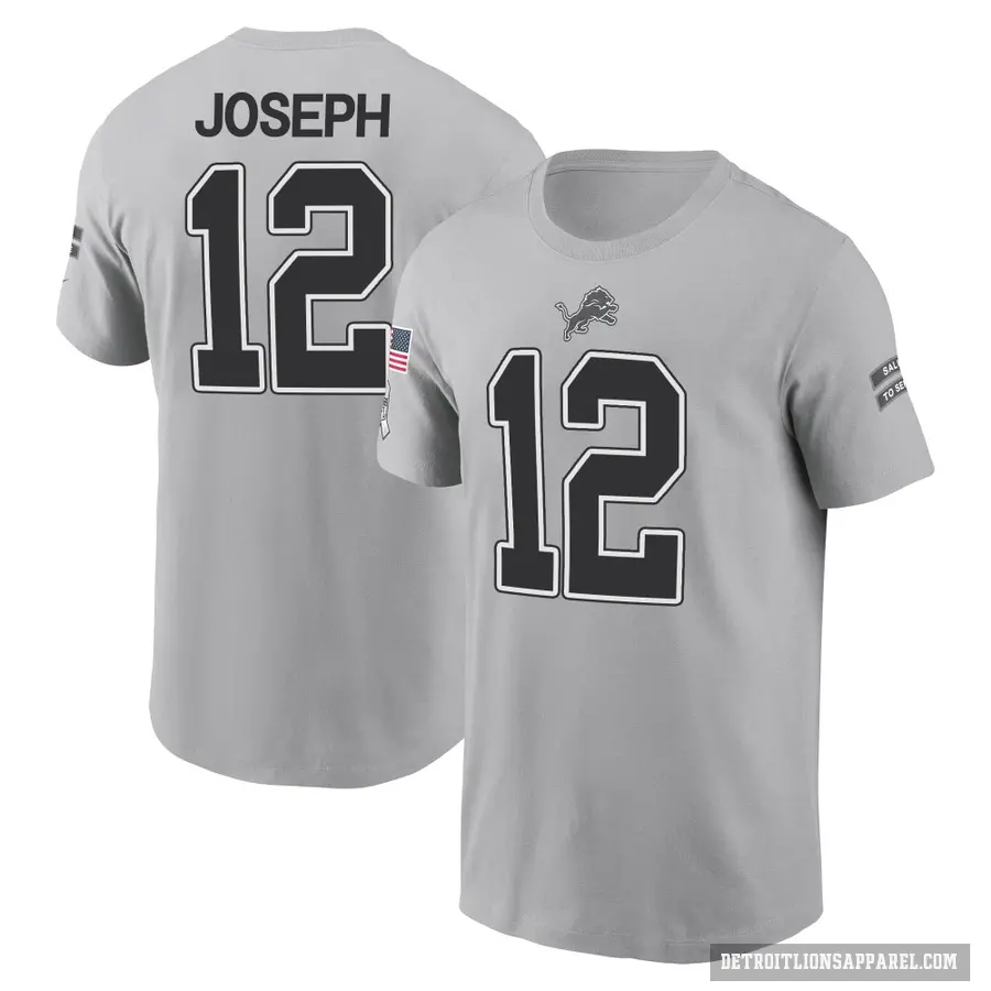 Youth ＃12 Brandon Joseph Detroit Lions Gray 2024 Salute to Service T-Shirt