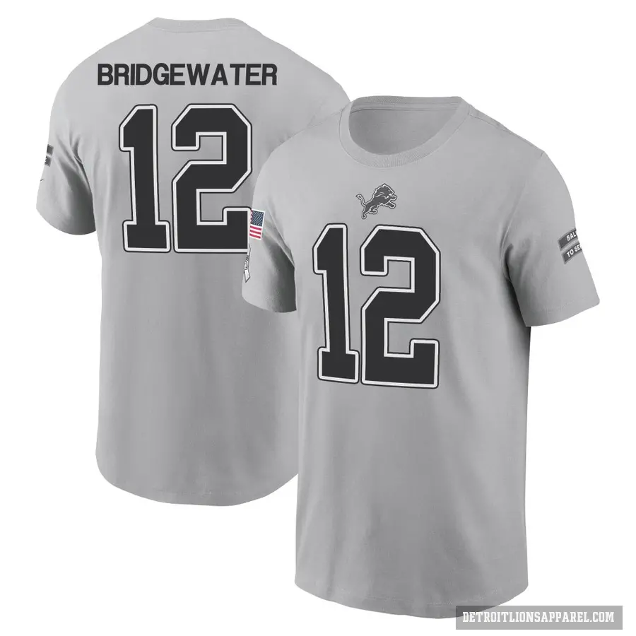 Youth ＃12 Teddy Bridgewater Detroit Lions Gray 2024 Salute to Service T-Shirt