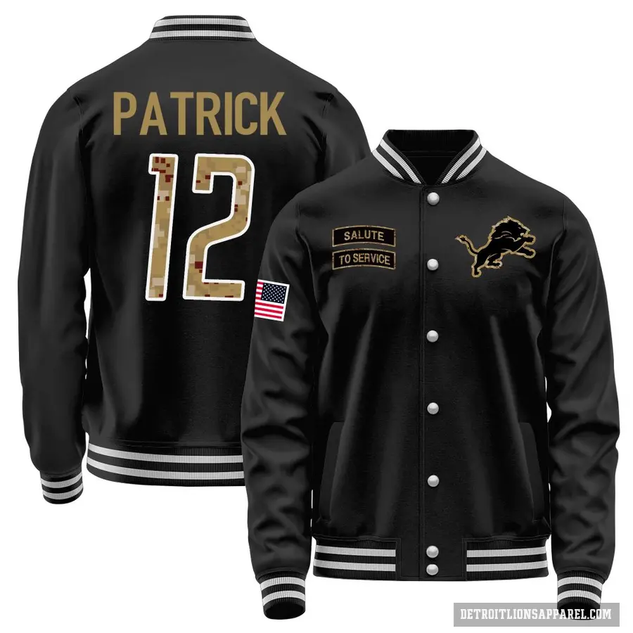 Youth ＃12 Tim Patrick Detroit Lions Black Salute to Service Sideline Performance Jacket