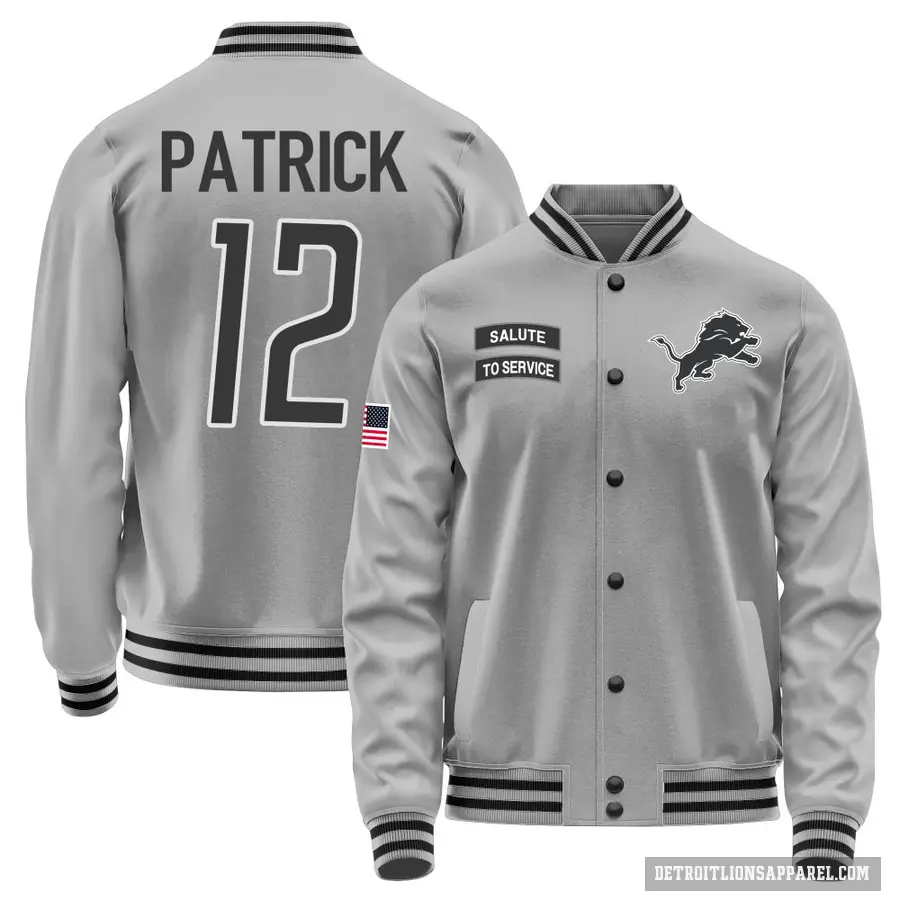 Youth ＃12 Tim Patrick Detroit Lions Gray Salute to Service Performance Jacket