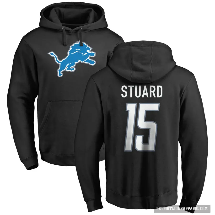 Youth ＃15 Grant Stuard Detroit Lions Black Pro Line Logo Pullover Hoodie
