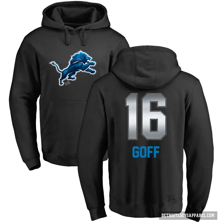 Youth ＃16 Jared Goff Detroit Lions Black Midnight Mascot Pullover Hoodie