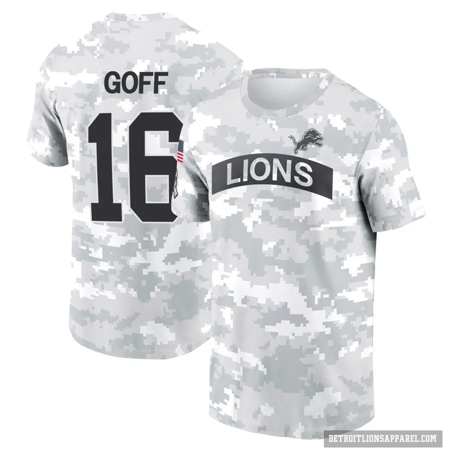 Youth ＃16 Jared Goff Detroit Lions Camo Arctic 2024 Salute to Service Performance T-Shirt