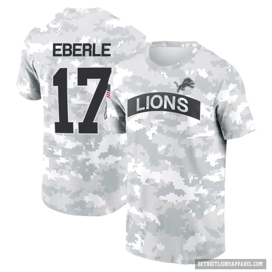 Youth ＃17 Dominik Eberle Detroit Lions Camo Arctic 2024 Salute to Service Performance T-Shirt
