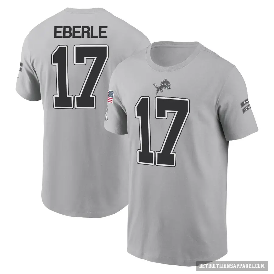 Youth ＃17 Dominik Eberle Detroit Lions Gray 2024 Salute to Service T-Shirt