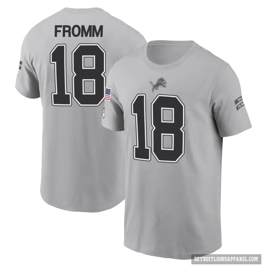 Youth ＃18 Jake Fromm Detroit Lions Gray 2024 Salute to Service T-Shirt