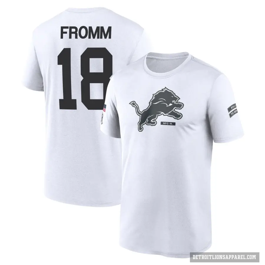 Youth ＃18 Jake Fromm Detroit Lions White 2024 Salute to Service Performance T-Shirt
