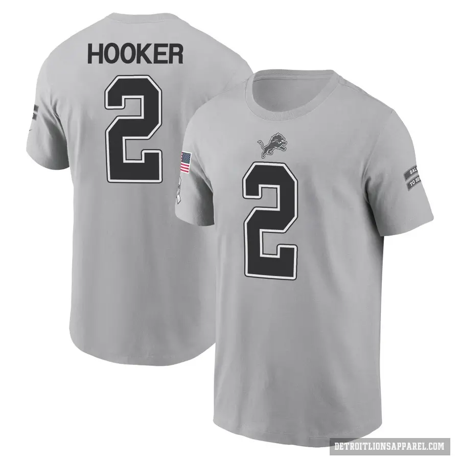 Youth ＃2 Hendon Hooker Detroit Lions Gray 2024 Salute to Service T-Shirt
