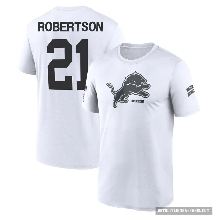 Youth ＃21 Amik Robertson Detroit Lions White 2024 Salute to Service Performance T-Shirt
