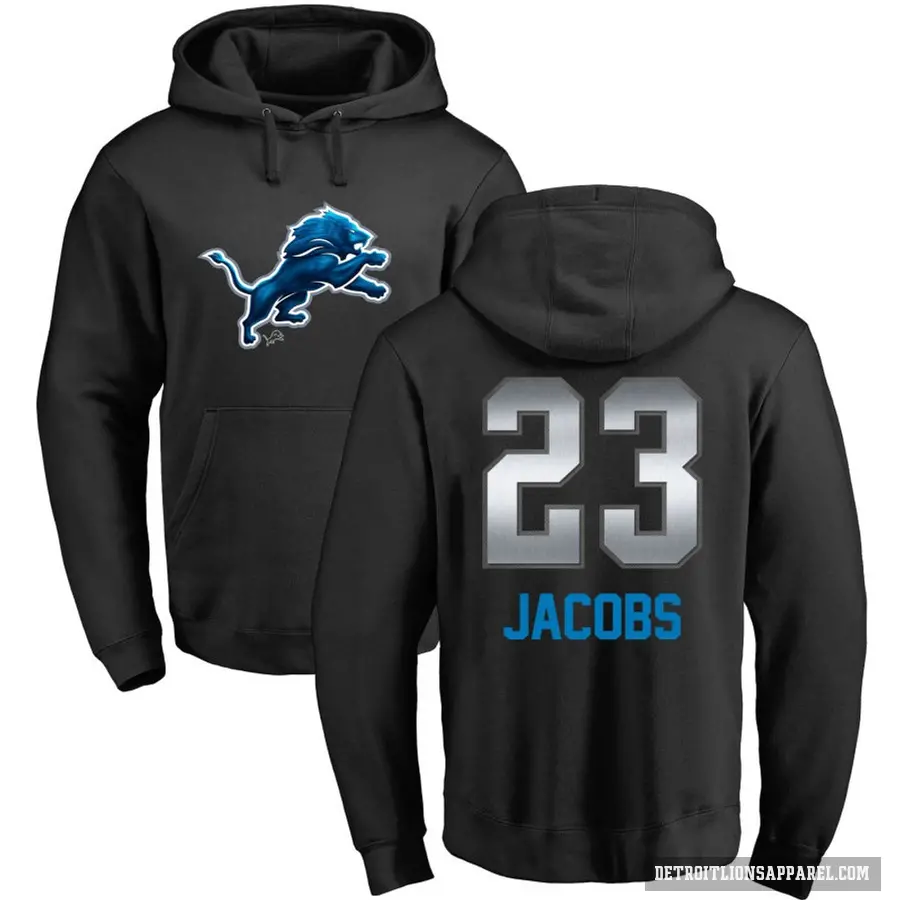 Youth ＃23 Jerry Jacobs Detroit Lions Black Midnight Mascot Pullover Hoodie