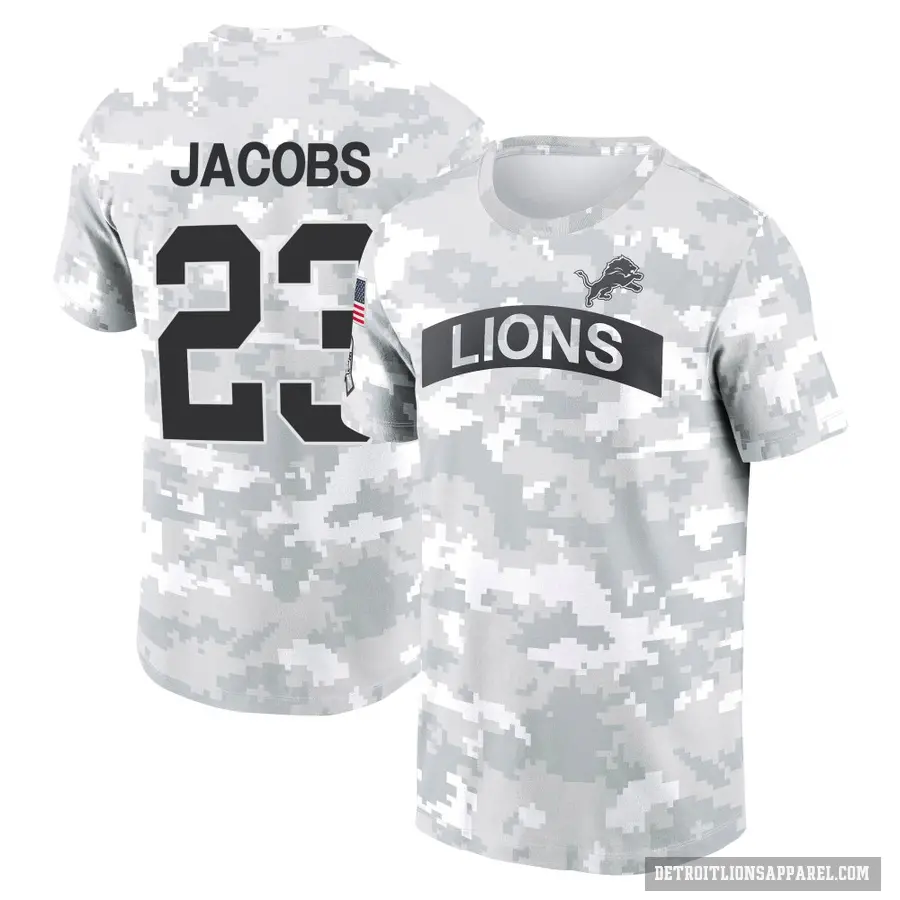 Youth ＃23 Jerry Jacobs Detroit Lions Camo Arctic 2024 Salute to Service Performance T-Shirt