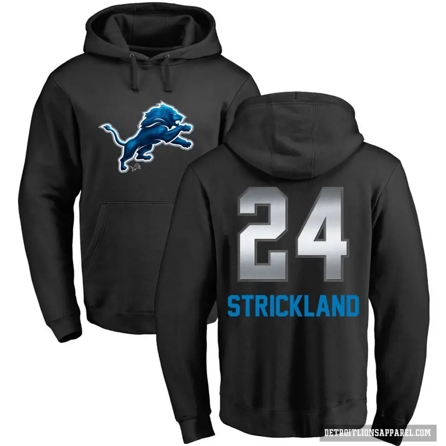 Youth ＃24 Loren Strickland Detroit Lions Black Midnight Mascot Pullover Hoodie