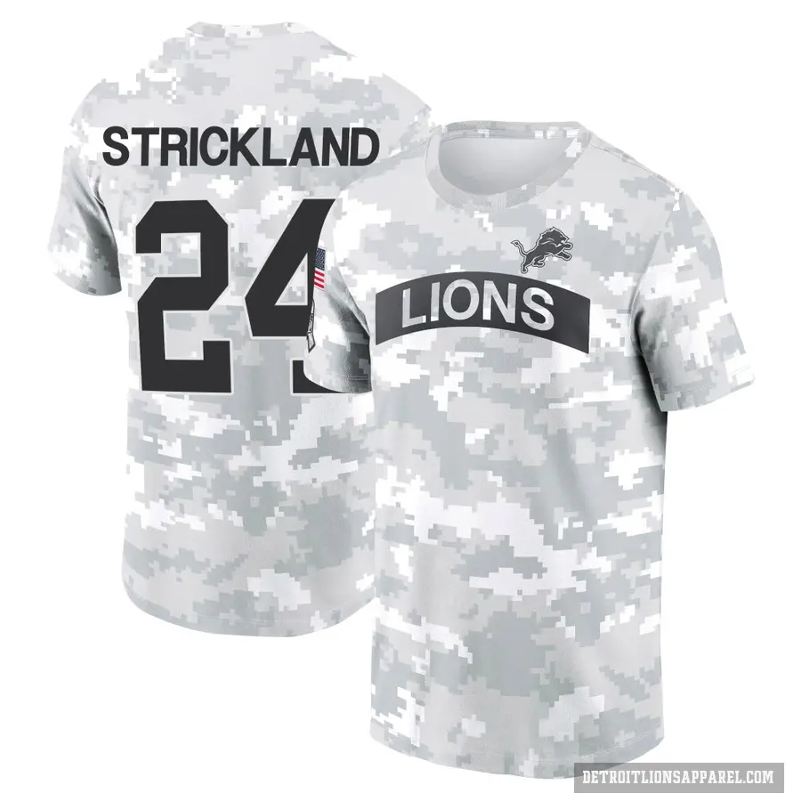 Youth ＃24 Loren Strickland Detroit Lions Camo Arctic 2024 Salute to Service Performance T-Shirt