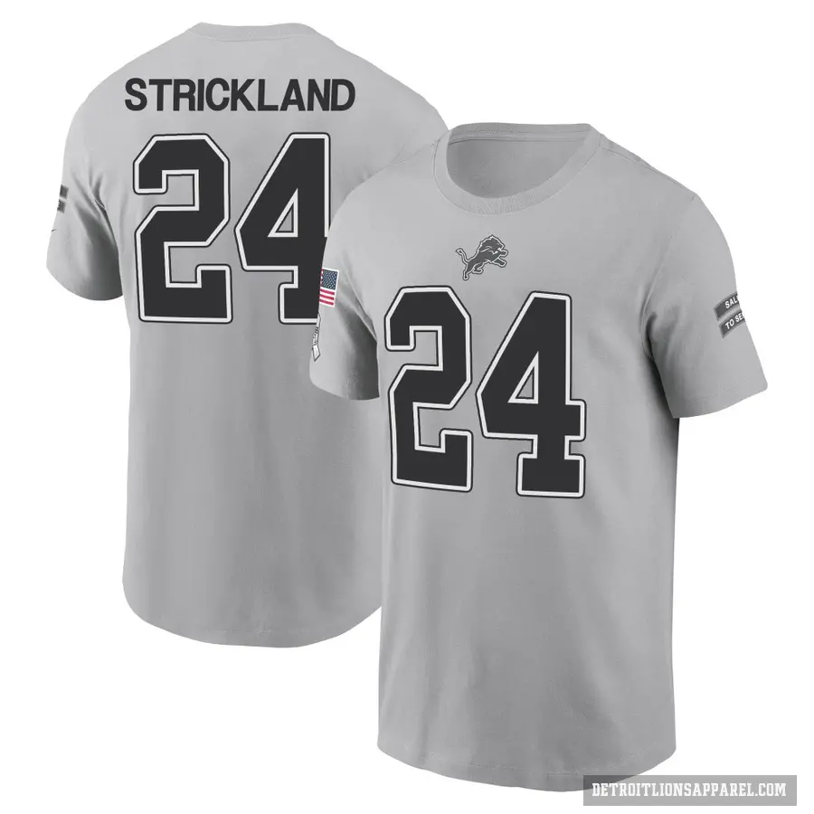 Youth ＃24 Loren Strickland Detroit Lions Gray 2024 Salute to Service T-Shirt