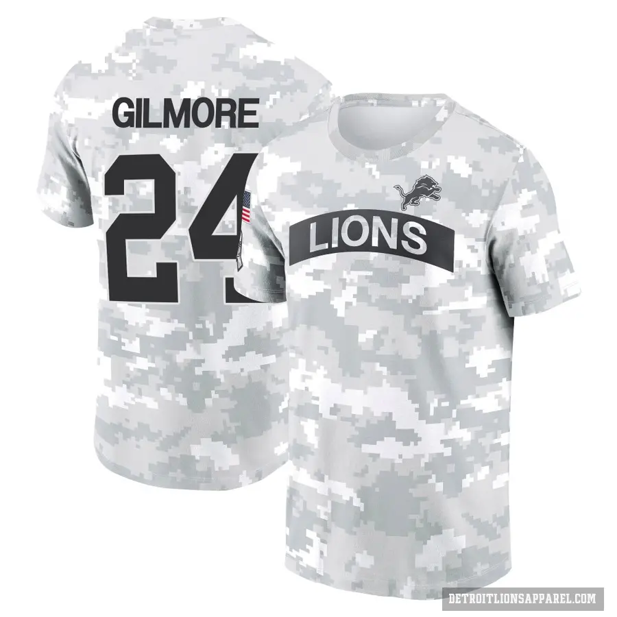 Youth ＃24 Steven Gilmore Detroit Lions Camo Arctic 2024 Salute to Service Performance T-Shirt