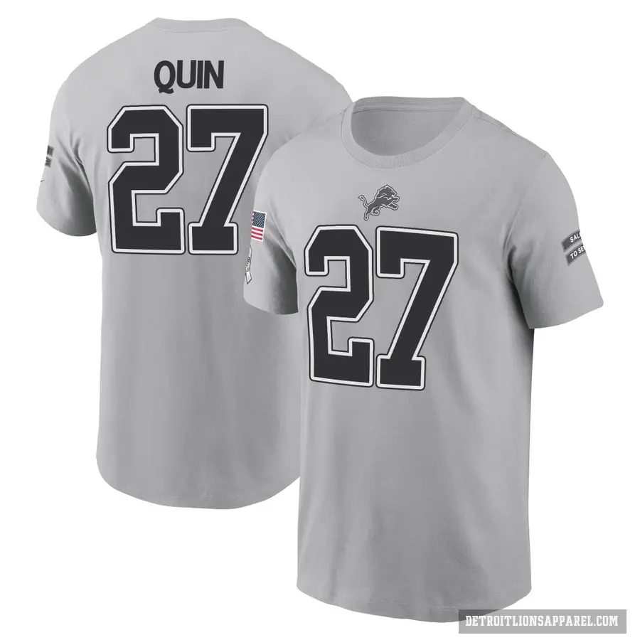 Youth ＃27 Glover Quin Detroit Lions Gray 2024 Salute to Service T-Shirt