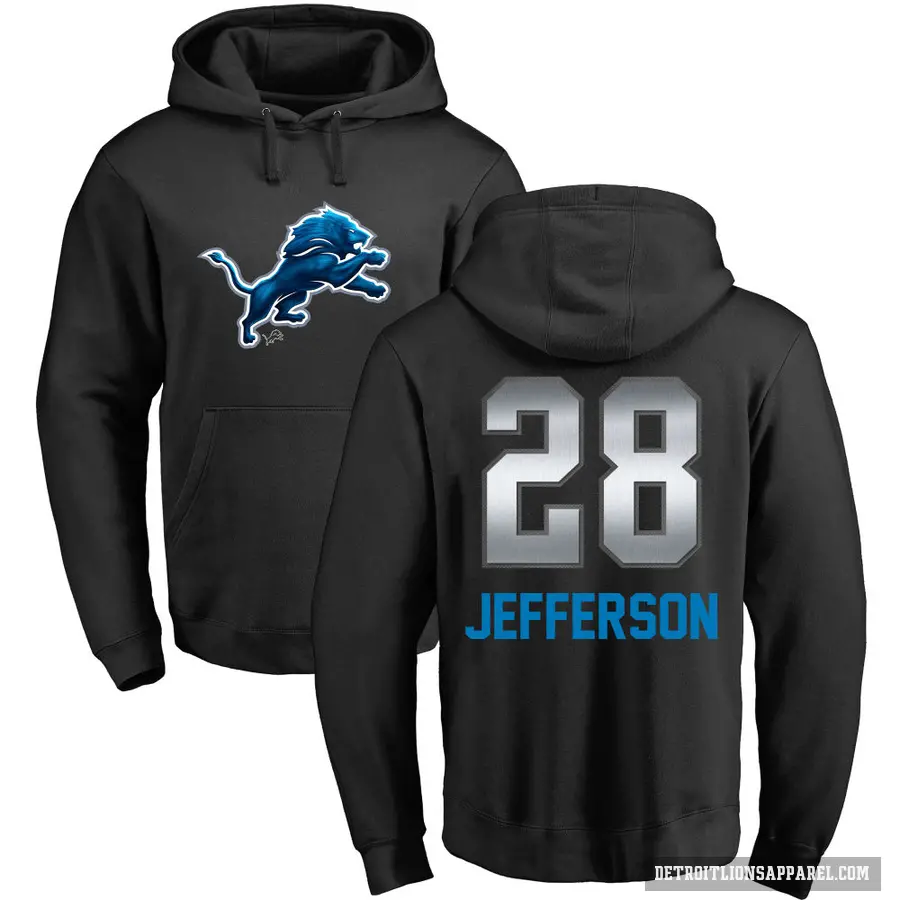 Youth ＃28 Jermar Jefferson Detroit Lions Black Midnight Mascot Pullover Hoodie