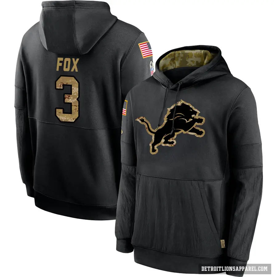 Youth ＃3 Jack Fox Detroit Lions Black 2020 Salute to Service Sideline Performance Pullover Hoodie