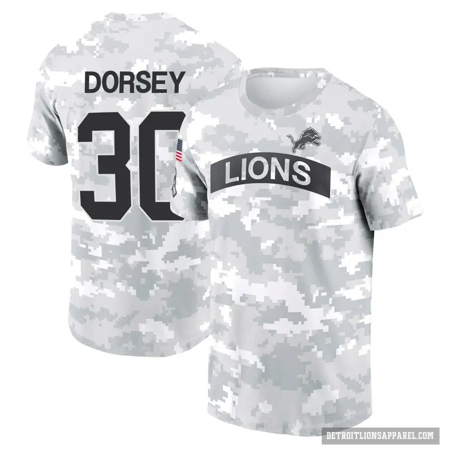 Youth ＃30 Khalil Dorsey Detroit Lions Camo Arctic 2024 Salute to Service Performance T-Shirt