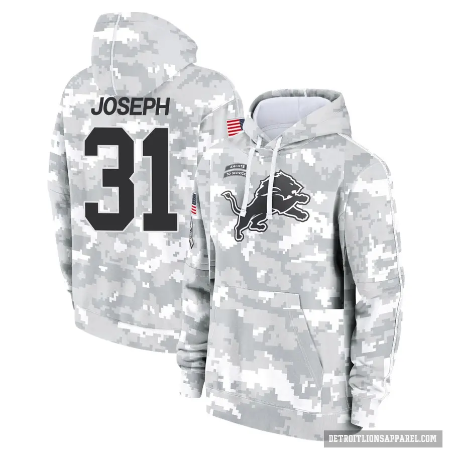 Youth ＃31 Kerby Joseph Detroit Lions Arctic Camo 2024 Salute to Service Club Fleece Pullover Hoodie