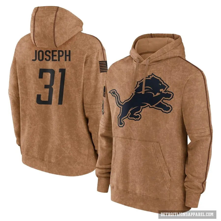 Youth ＃31 Kerby Joseph Detroit Lions Brown 2023 Salute To Service Club Pullover Hoodie