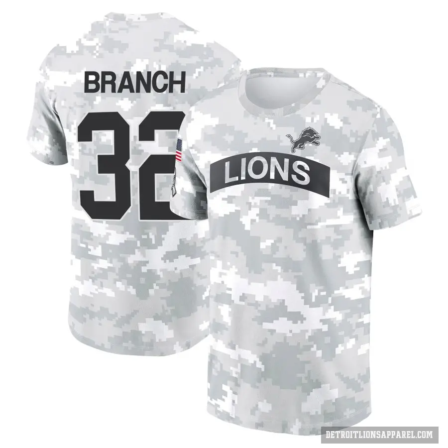 Youth ＃32 Brian Branch Detroit Lions Camo Arctic 2024 Salute to Service Performance T-Shirt