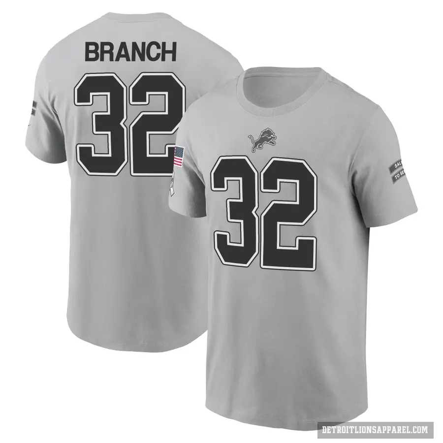 Youth ＃32 Brian Branch Detroit Lions Gray 2024 Salute to Service T-Shirt