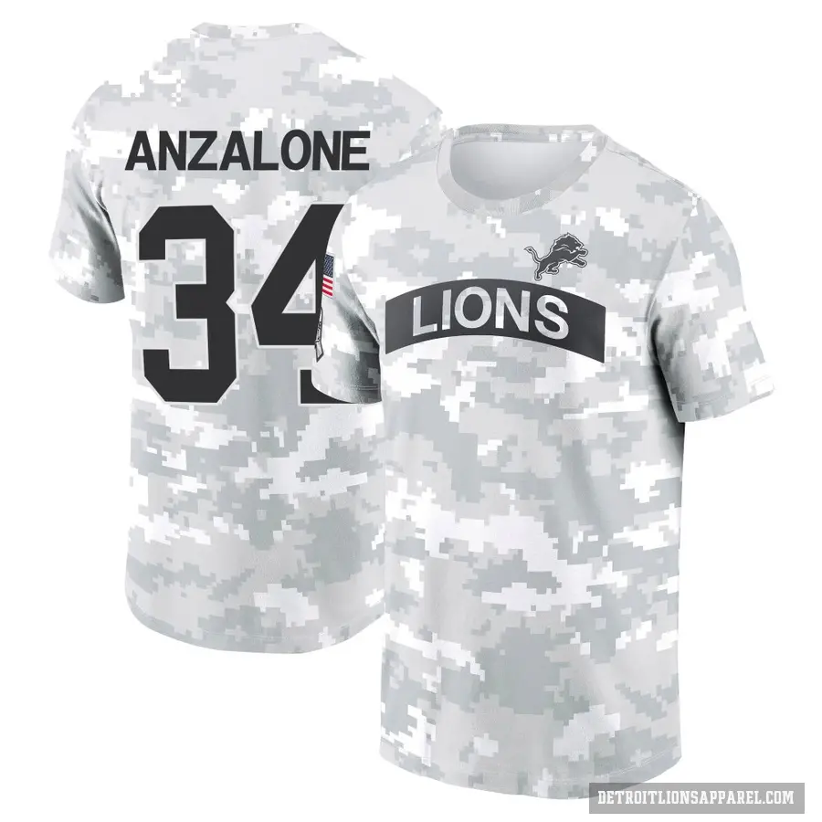 Youth ＃34 Alex Anzalone Detroit Lions Camo Arctic 2024 Salute to Service Performance T-Shirt