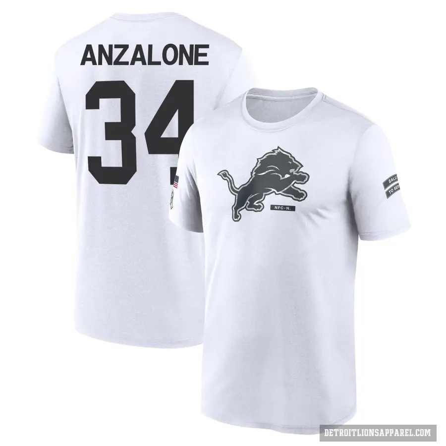 Youth ＃34 Alex Anzalone Detroit Lions White 2024 Salute to Service Performance T-Shirt